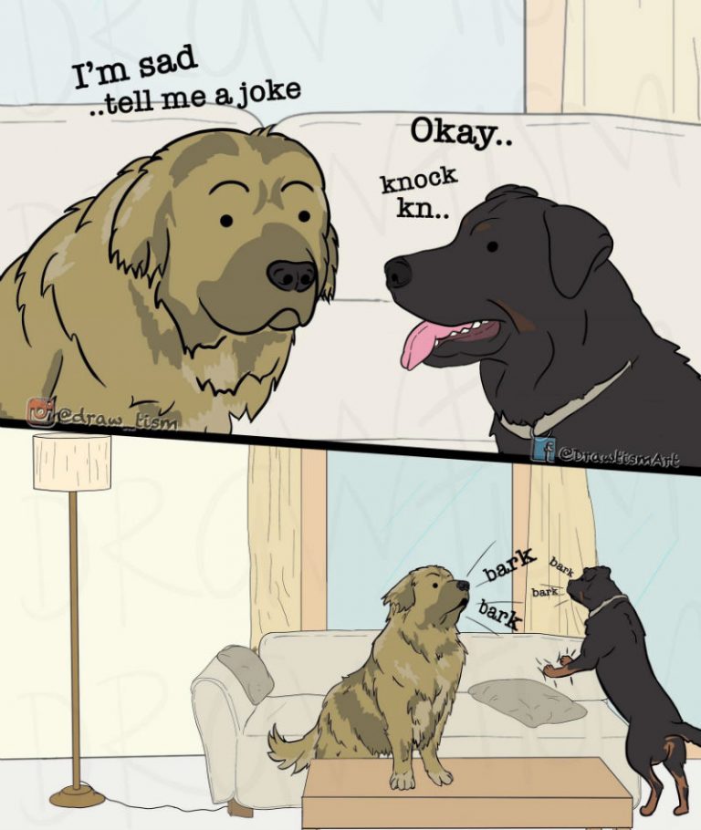 Tell Me A Joke Knock Knock Dog Comic - Shut Up And Take My Money