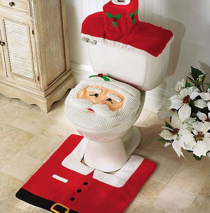 santa toilet seat and rug set