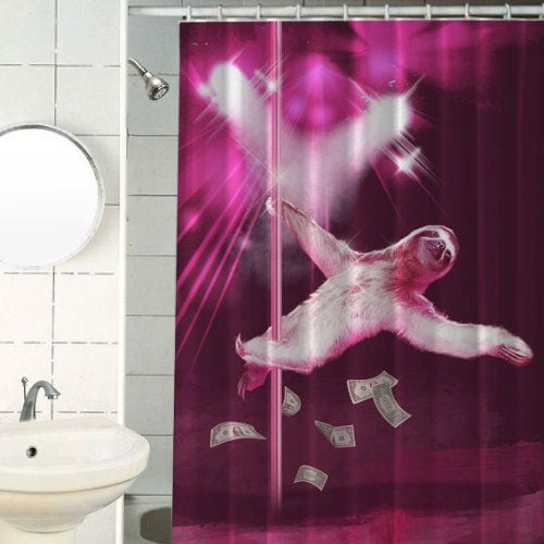stripper sloth shower curtain
