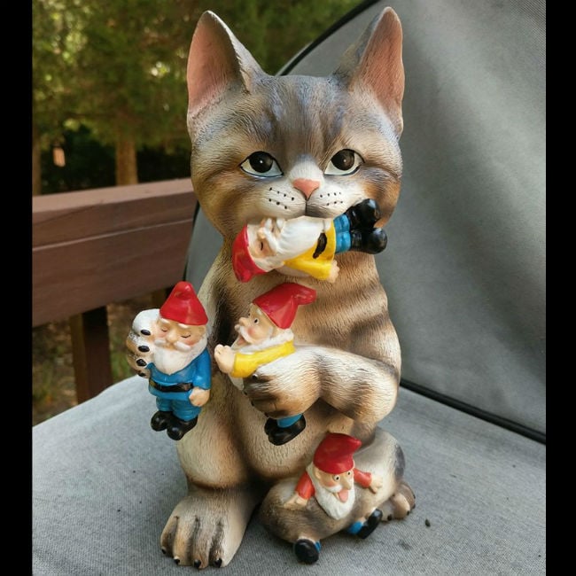 cat garden gnome massacre