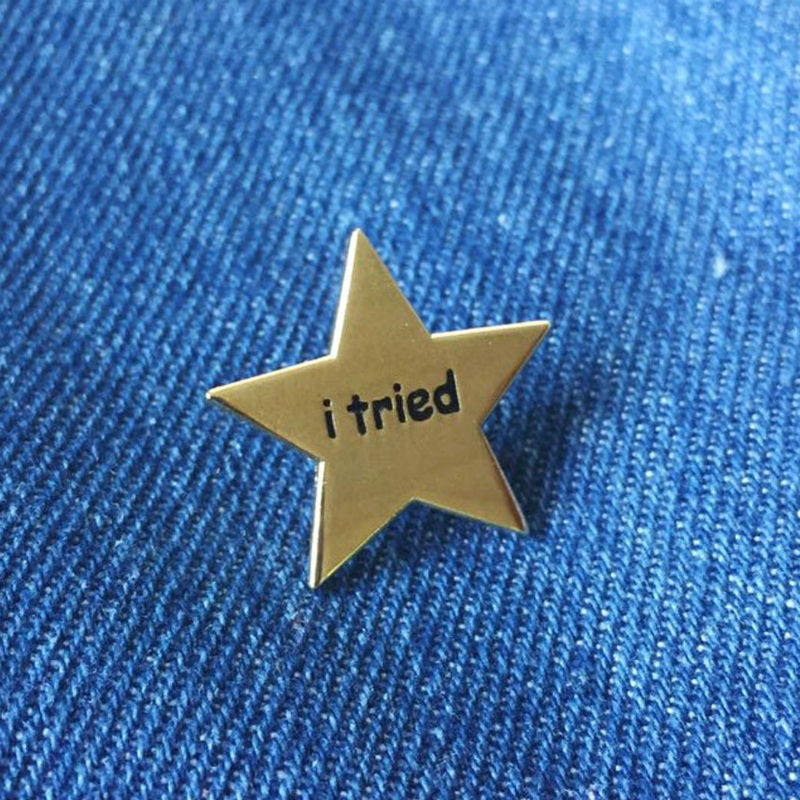 i tried gold star enamel pin