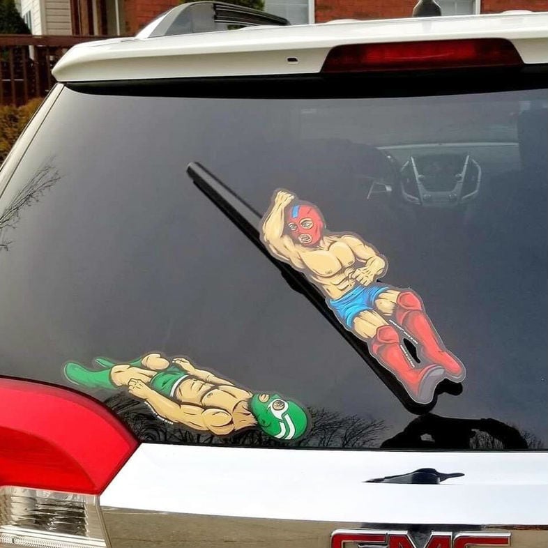luchador windshield wiper decals