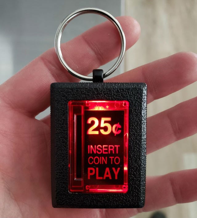insert coin to play arcade keychain
