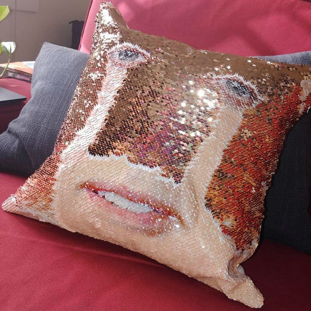 nic cage sequin pillow