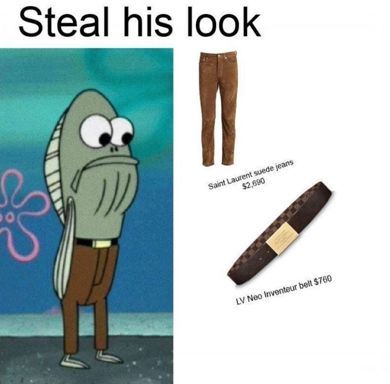 steal his look spongebob fish meme