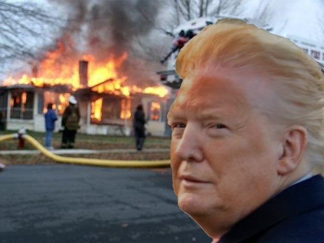 trump orange face fire meme