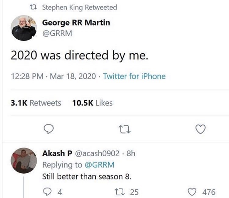 george rr martin 2020 was directed by me
