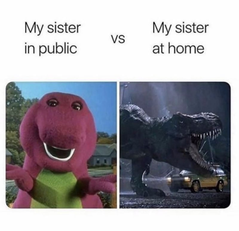 my sister in public vs my sister at home