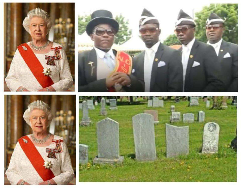 coffin dance guys vs the queen meme