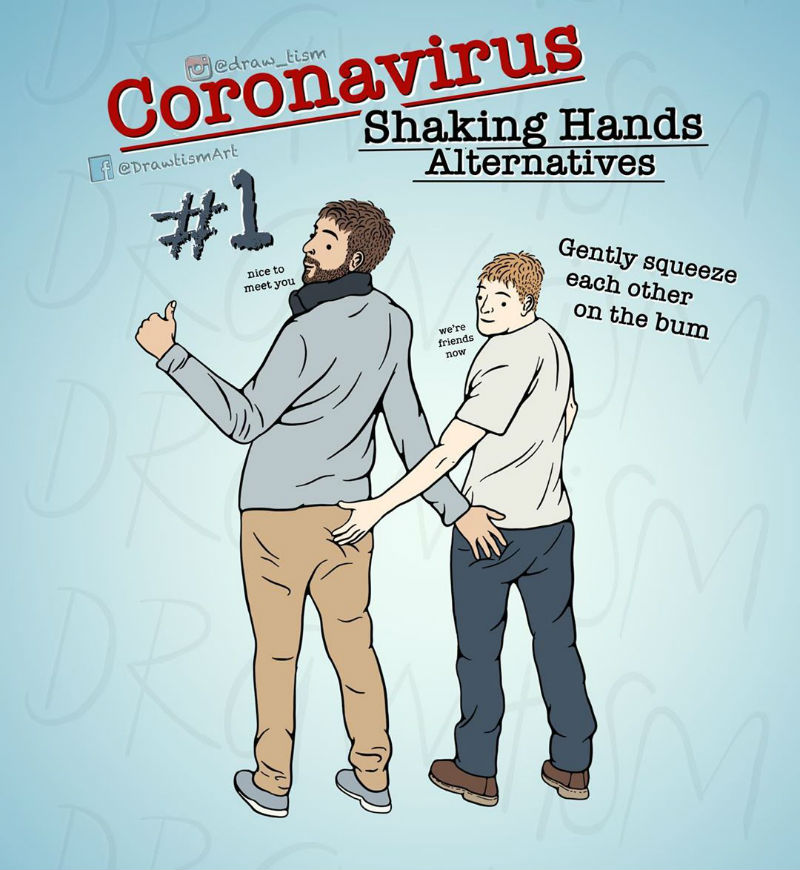 coronavirus shaking hands