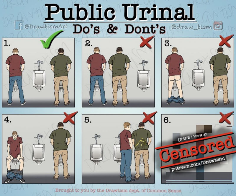 public urinals dos and donts meme