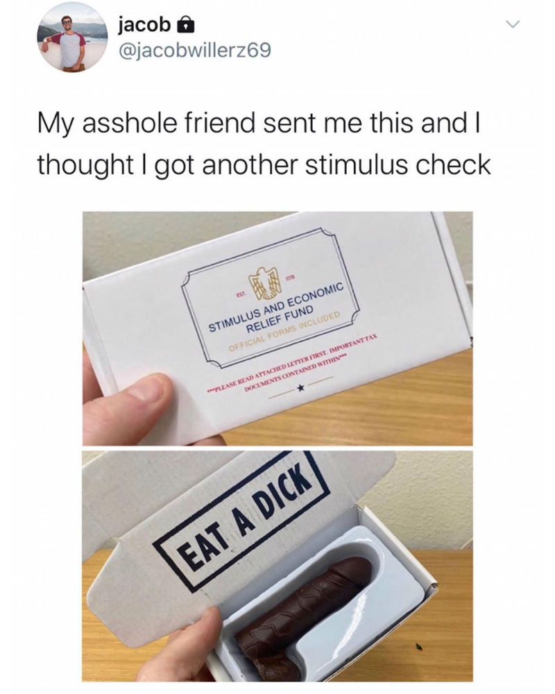 stimulus check chocolate dick