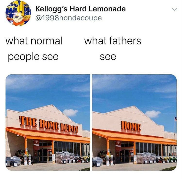 What Normal People See Vs What Fathers See - Home Depot Meme - Shut Up
