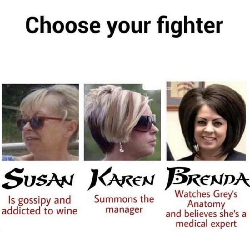 choose your fighter karen meme