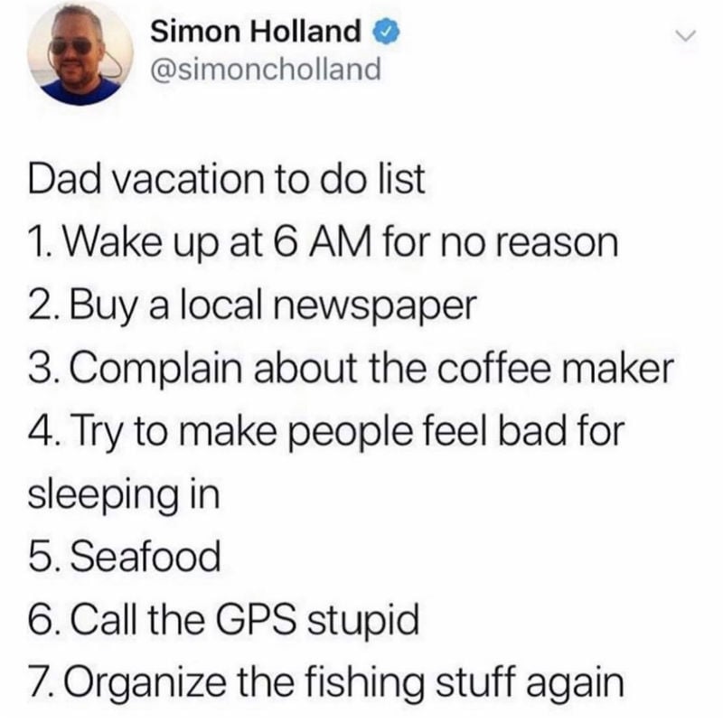 dad vacation to do list