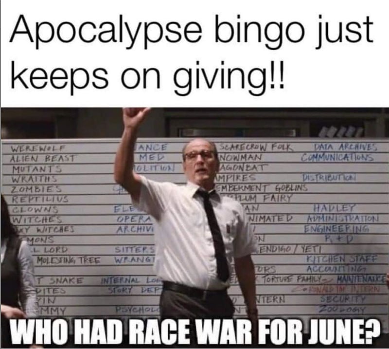 apocalypse bingo who had race war for june