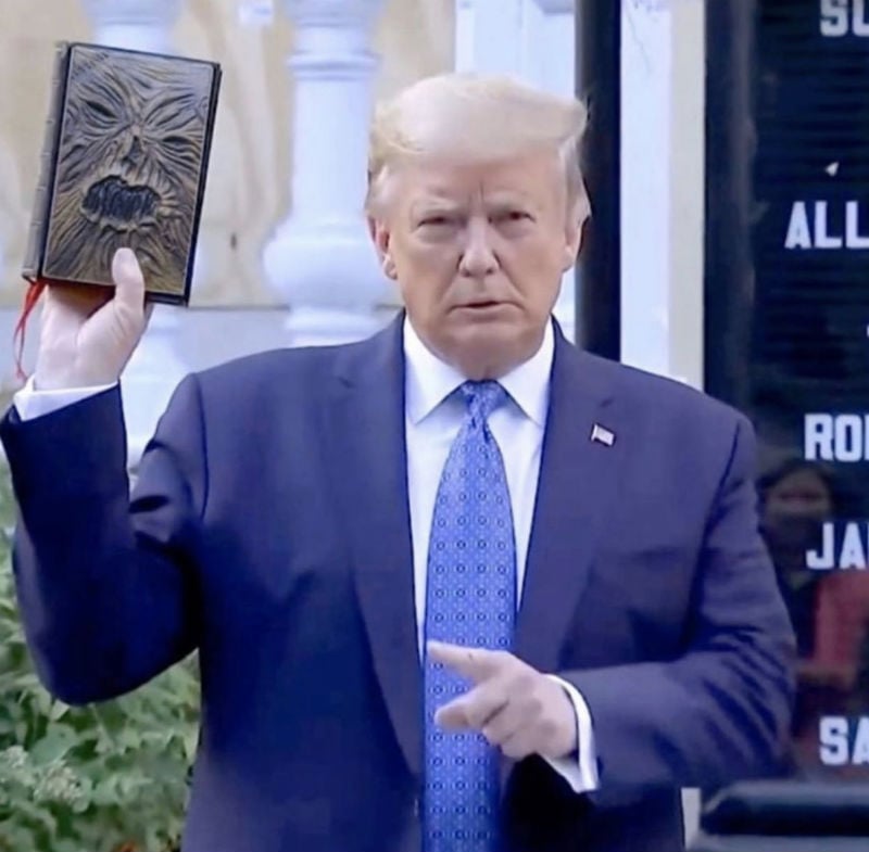 trump holding bible meme
