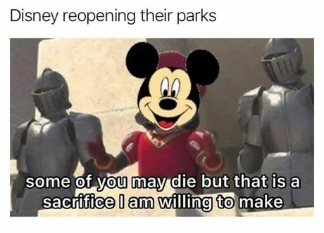 disney reopening their parks meme