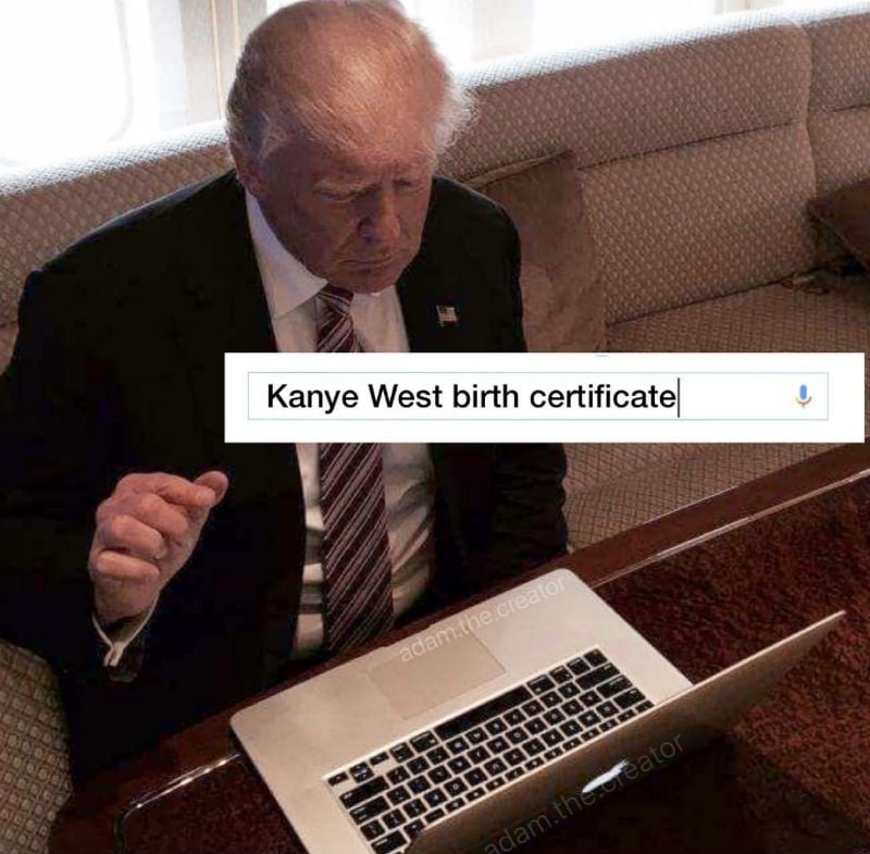 donald trump kanye birth certificate meme
