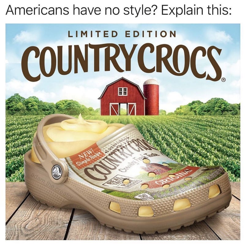 Limited Edition Country Crocs - Meme 