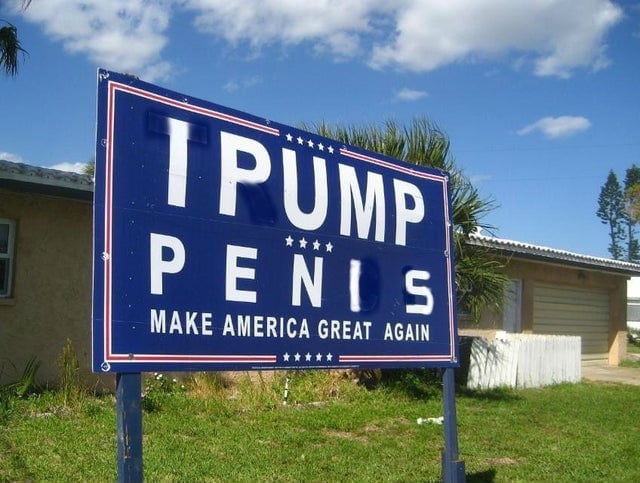 i pump penis yard sign