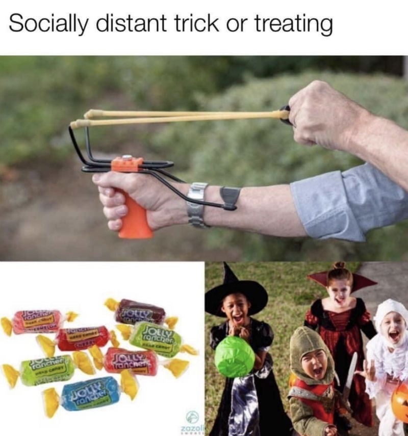 socially distant trick or treating meme