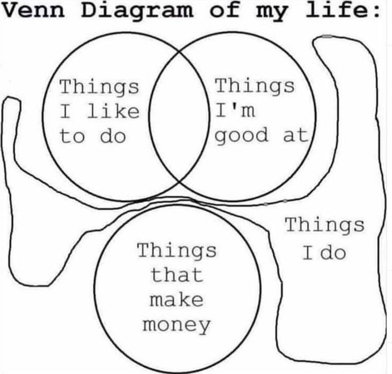 venn diagram of my life meme