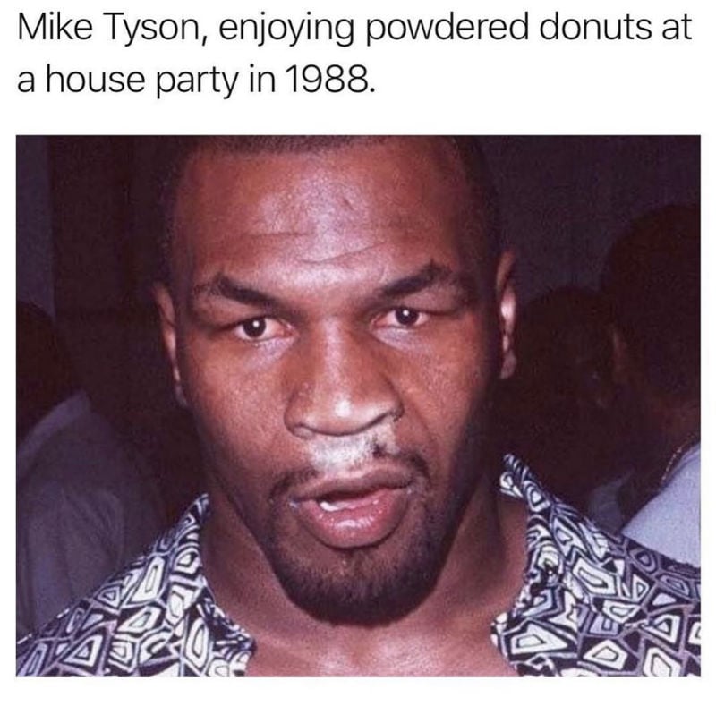 mike tyson enjoying powered donuts