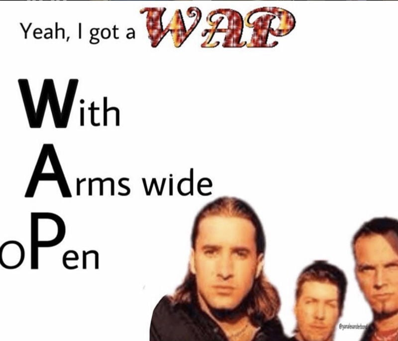 yeah i got wap with arms wide open meme