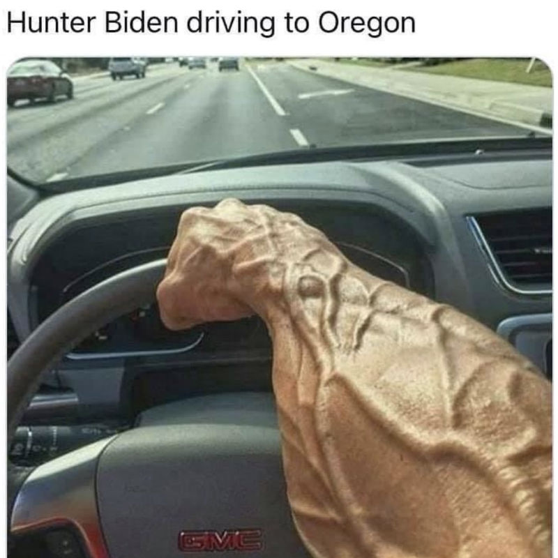 hunter biden driving to oregon meme
