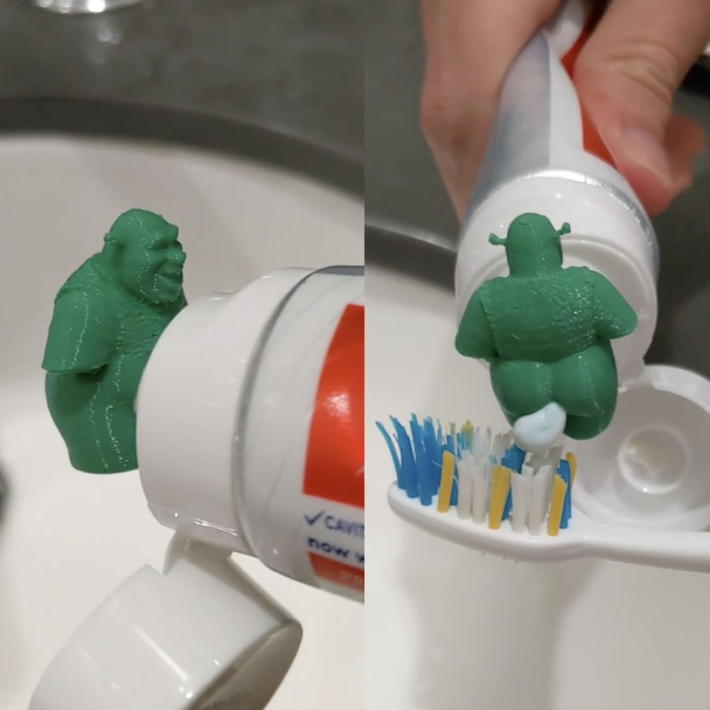 shrek pooping toothpaste cap