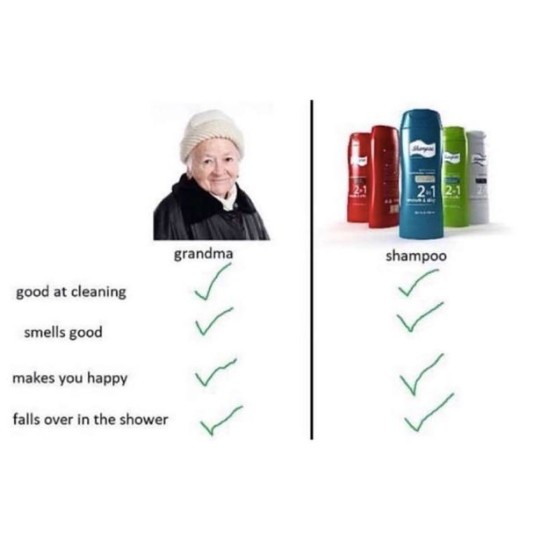 grandma vs shampoo meme