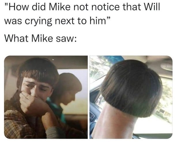 Will's hair 😂 stranger Things  Stranger things funny, Stranger