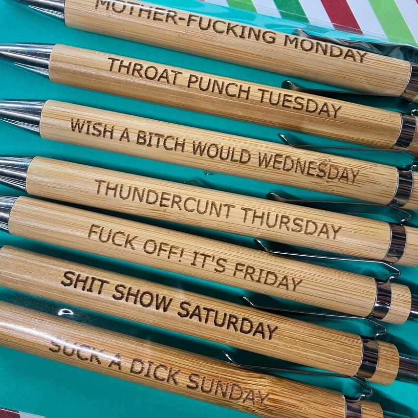 Funny Pen Set of 7, Sarcastic Daily Pen Set, Office Supplies